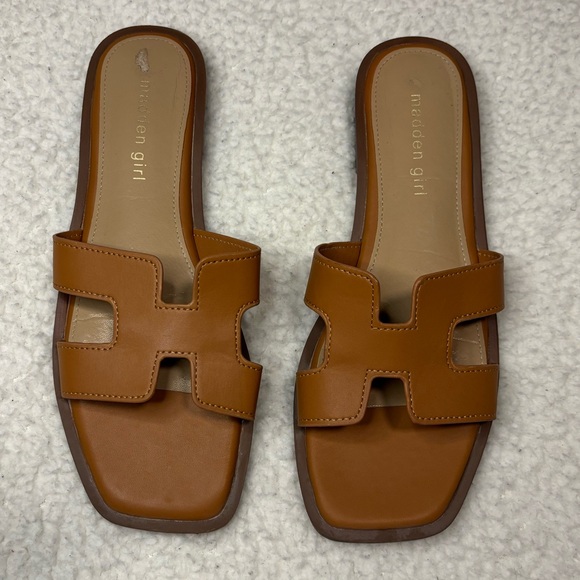 Madden Girl Shoes - Madden Girl Women Brown Hadyn H-cut Slide Sandals